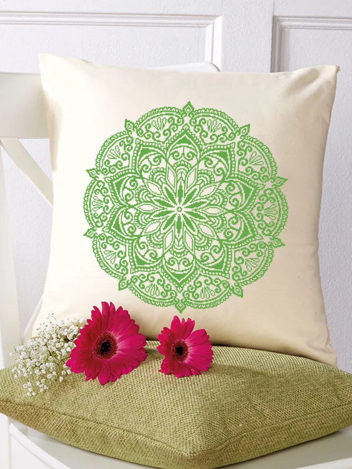 Floral mandala cross stitch pattern download PDF Monochrome cross stitch chart, Simple mandala pattern digital PDF, Mandala ornament #M265