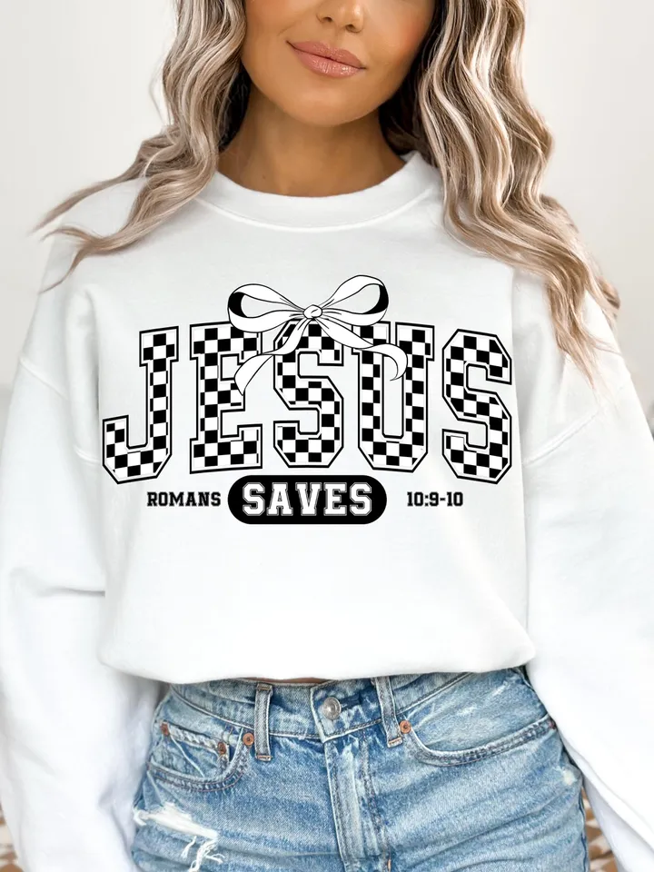 Jesus Saves PNG Digital Design Download, amen png, romans png, christian png, pray png, bible verse png, single color png, retro png