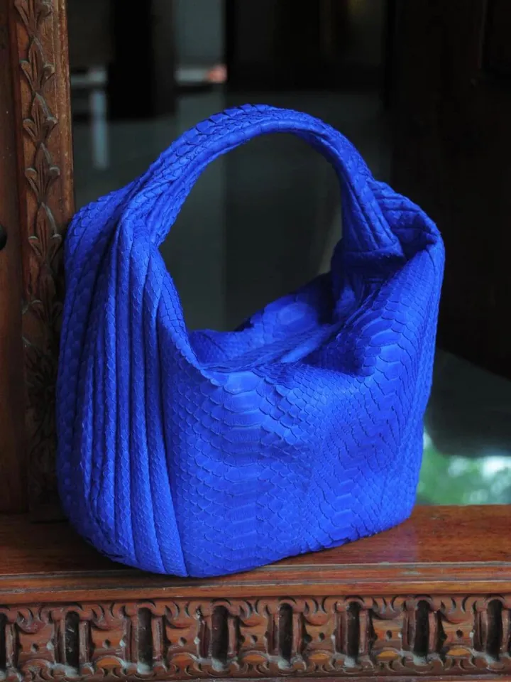 Medium Soft Hobo Classy Sport Woman Stitched Bag | Purse Genuine Python Skin | Dewi Gray Big Elegant Leather Designer Soft Bag Snake |