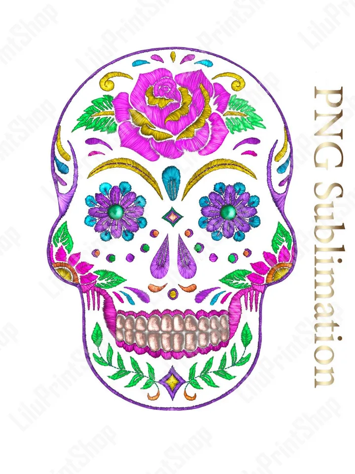 Cinco de Mayo clipart Candy Skull png Sugar Skull png clipart Faux Applique Sugar Skull sublimation png Day of the dead Dia de los muertos