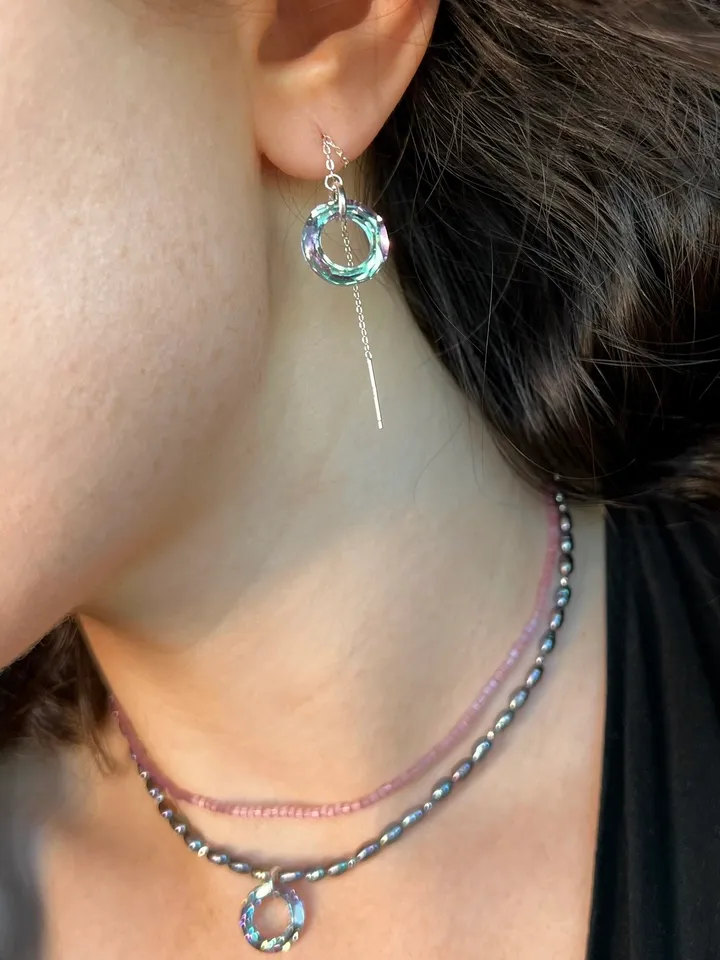 Pearl Silver 925 Jewelry Set Necklace Earrings CALYPSO