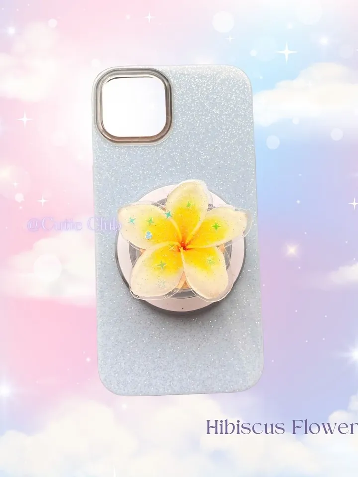 White Plumeria Flower Phone Grip, Elegant Floral Phone Grip, Phone Accessory, Flower Popsocket