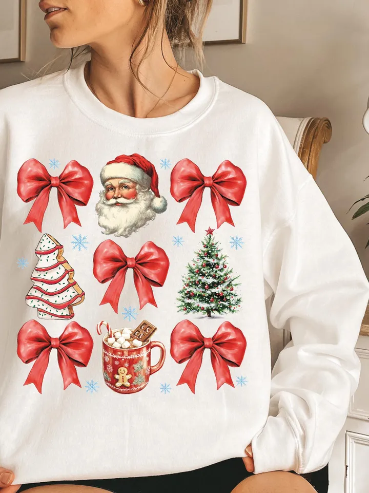Coquette Christmas png, Coquette Bow Png, Christmas Tree sublimation, Retro Holidays, Santa Hot Cocoa Candy Cane Xmas Tree Cake, Girly Xmas