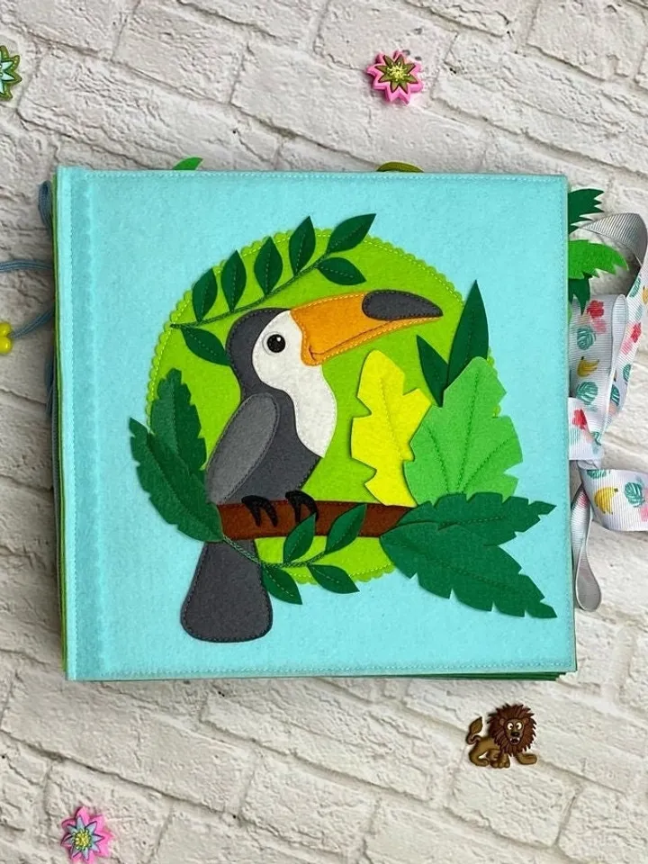 Animals Quiet book pattern pdf, Africa Felt activity book pattern, DYI Quiet book sewing for kids 2, 3, 4 year old, Baby soft book tutorial