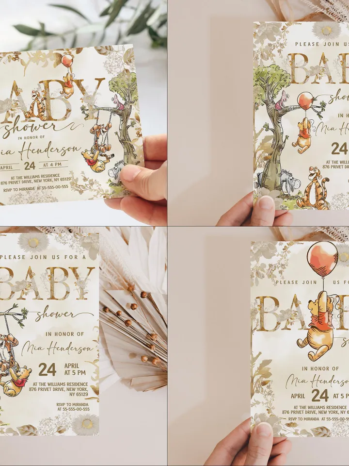 Winnie the Pooh Baby Shower Bundle; Large Winnie the Pooh Baby Shower Set; Honey Bear Baby Shower; We can Bearly Wait shower bundle; poom77