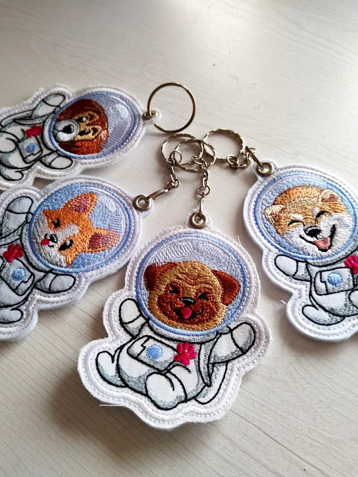 Machine Embroidery design by Shiba Inu Astronaut