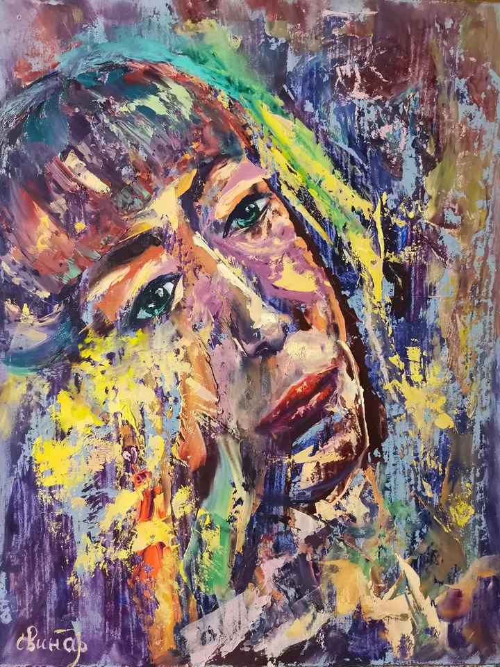 Female artist Girl Beauty Love Art Original Oil Painting Artist Svinar Oksana