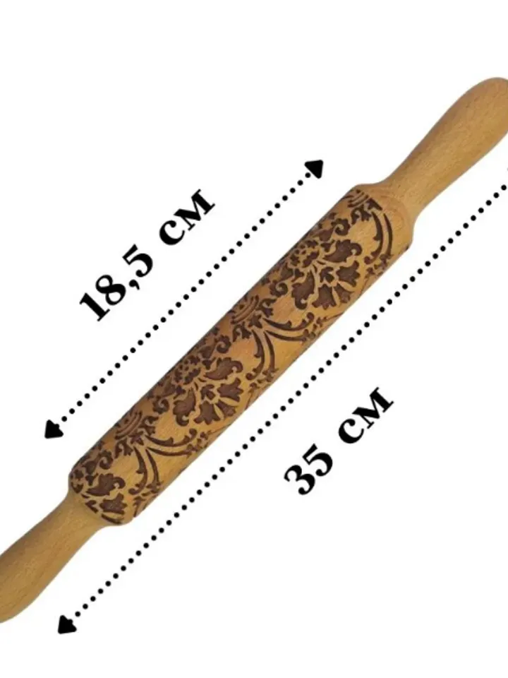 Rolling pin for cookies and clay Embossed rolling pin for cookies, gingerbread, dough, kitchen roller, wooden rolling