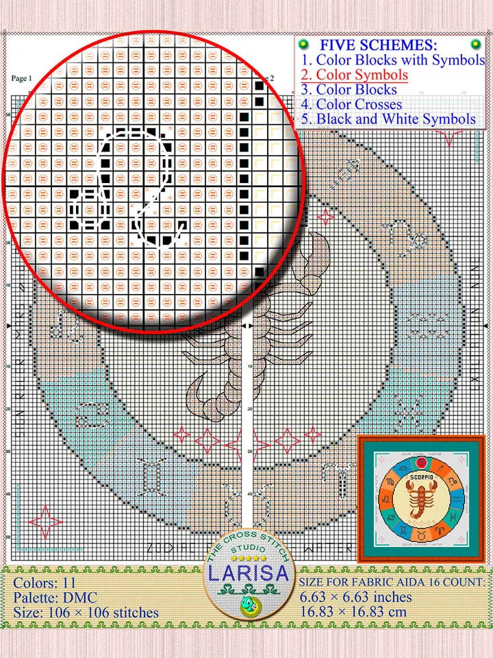 Scorpio Cross Stitch Pattern | Scorpio Zodiac Sign
