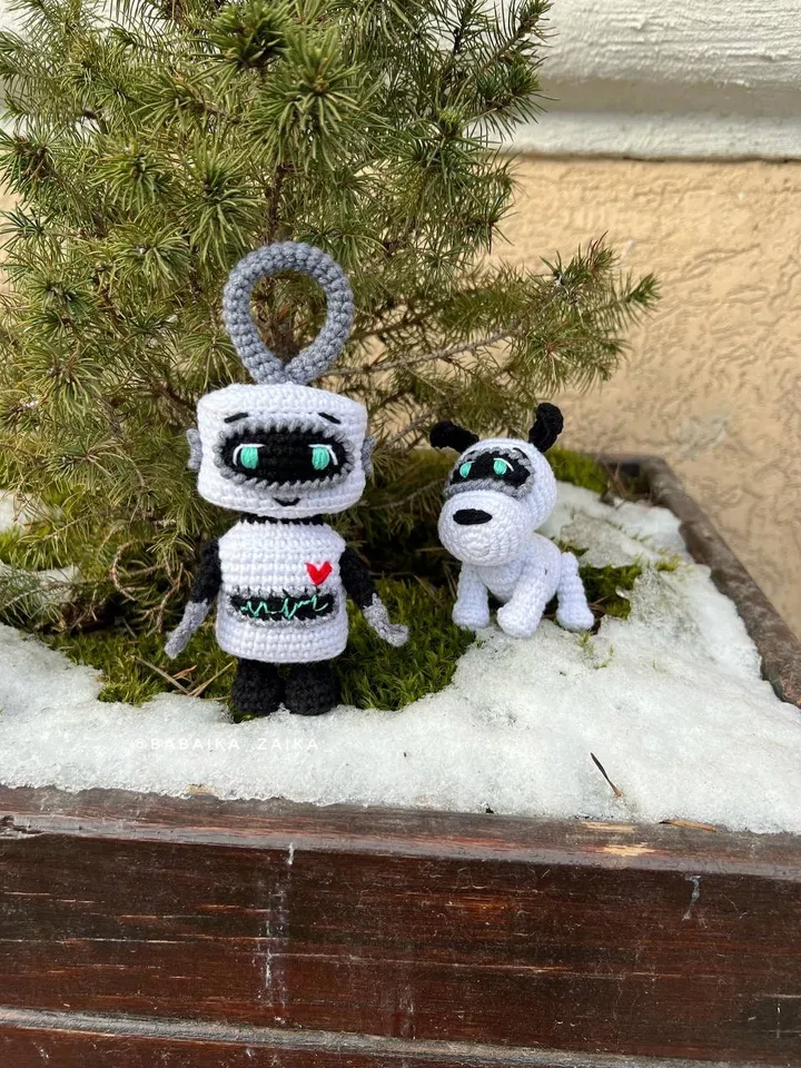 Pdf SET: Crochet Amigurumi Robot Dog Pattern and Amigurumi Robot, Keychain Amigurumi Pattern, crochet pattern, amigurumi tutorial robot doll