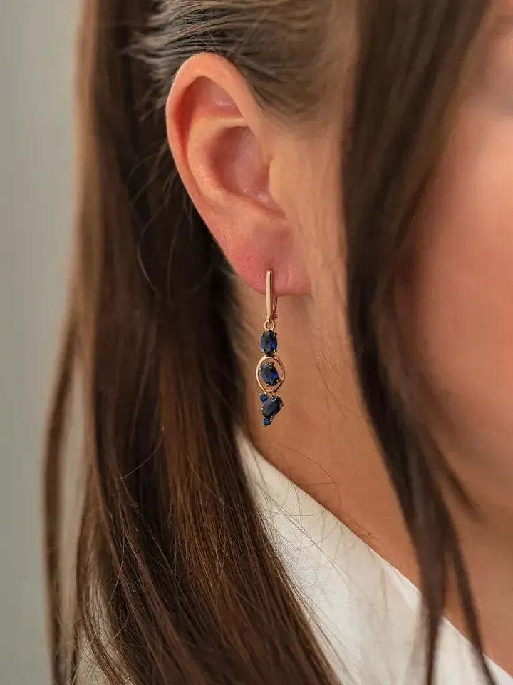 Earrings Jewelry silver gilded 925 samples with corundum sapphire