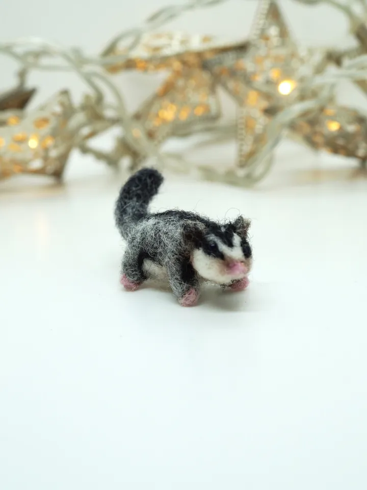 Tiny needle felted sugar glider, miniature flying squirrel, sugar possum, made to order