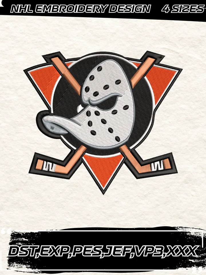 Anaheim Ducks Jersey Logo Embroidery Designs,NHL Logo Embroidery Files, Machine Embroidery Design File, 4 Sizes,Digital Download