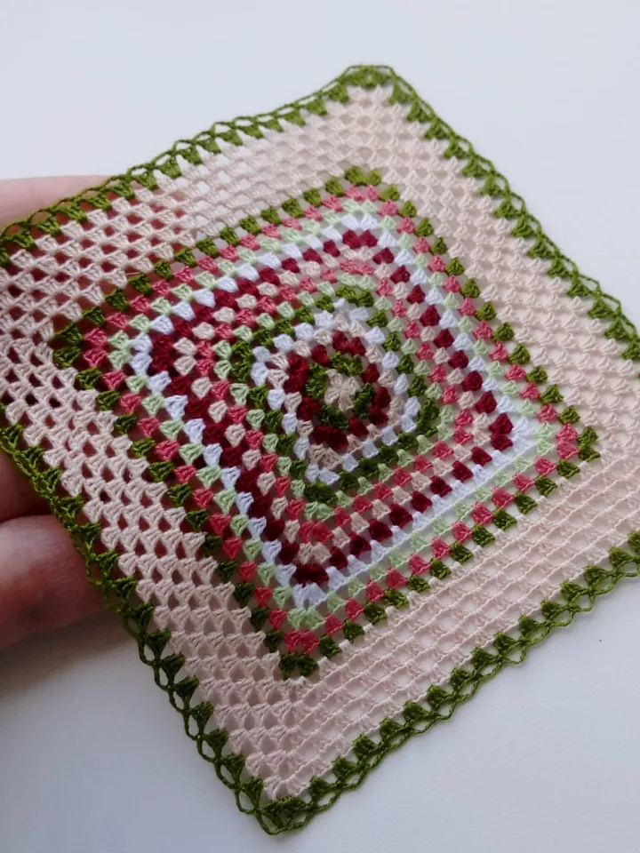 Miniature Square Blanket with Green Stripes