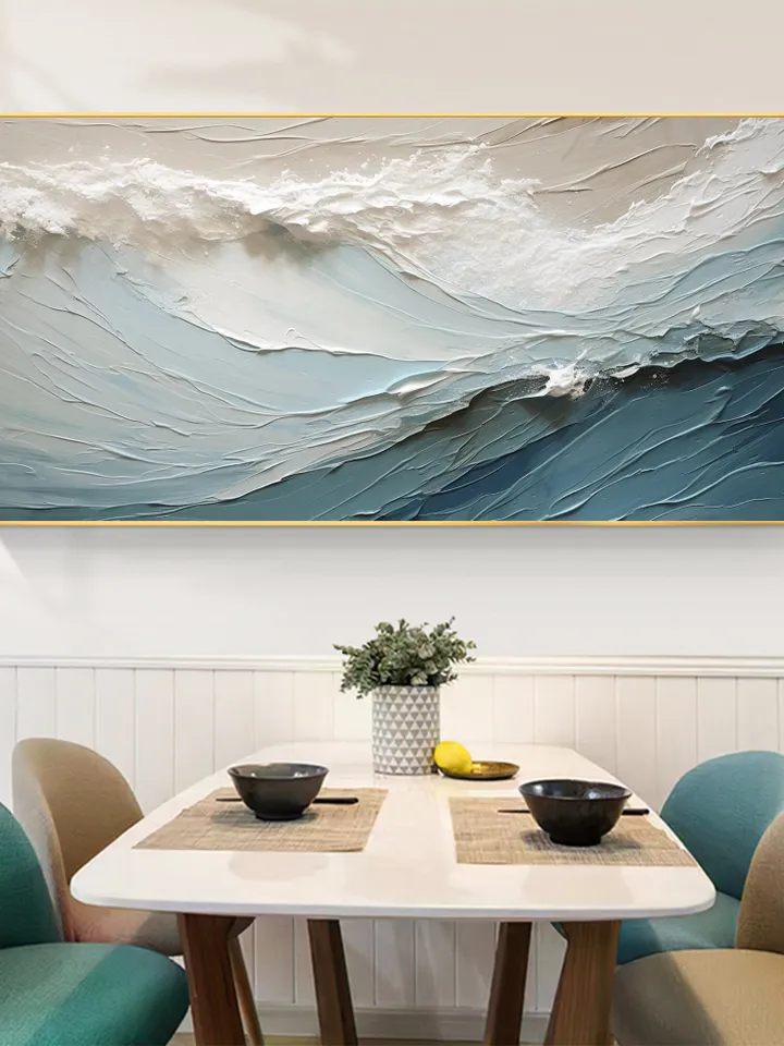 Original Abstract Seascape Oil Painting On Canvas, Large Wall Art, Bule Sea Painting, Custom Painting, Boho Wall Art, Living room Wall Decor