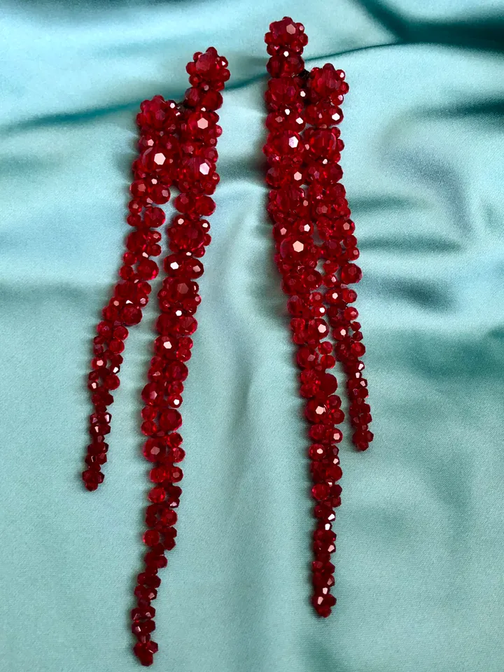 Double Drop Crystal Earrings Handmade