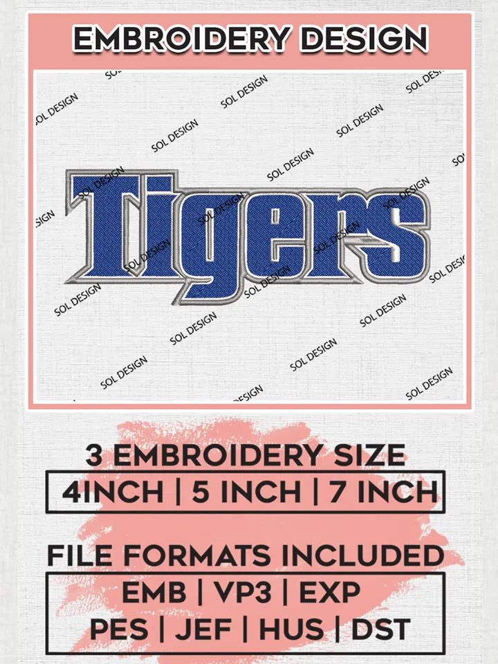 NCAA Tigers Team Logo Embroidery Design Files, NCAA Memphis Tigers Team Embroidery, NCAA Game Day, Machine embroidery designs, Digital Download