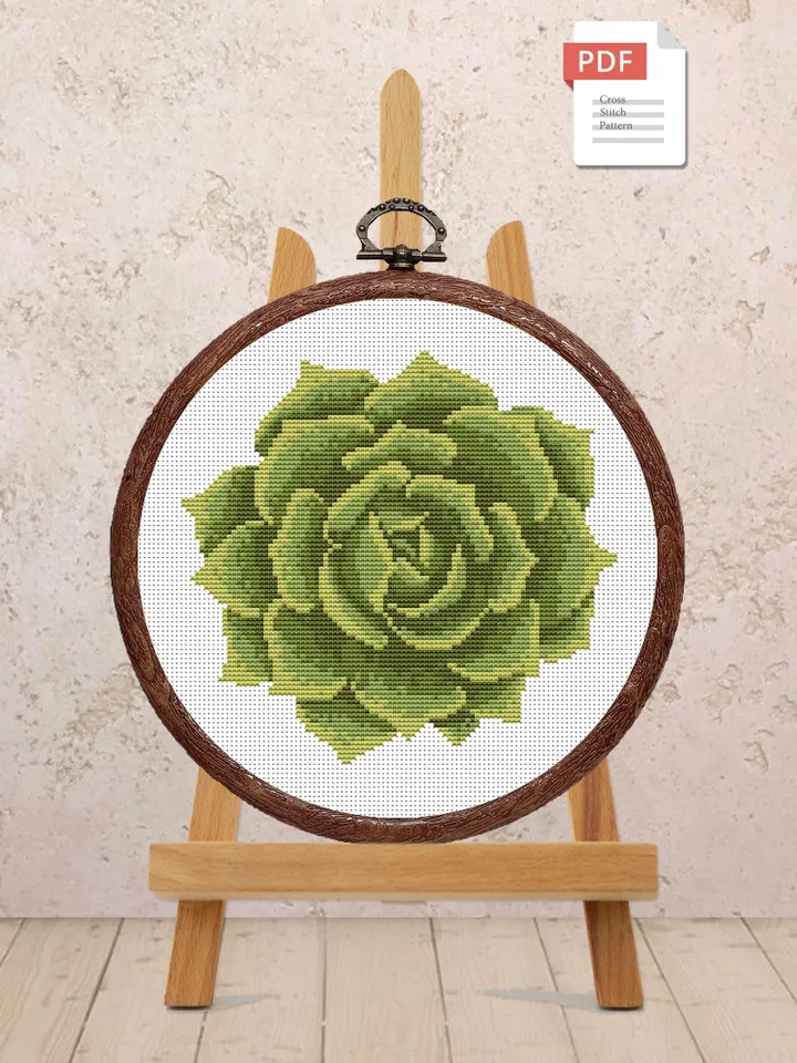 The Succulent Cross Stitch Pattern, Flower Cross Stitch Pattern, Embroidery Succulent, Flowers xStitch, Potted Flowers xStitch #flw013