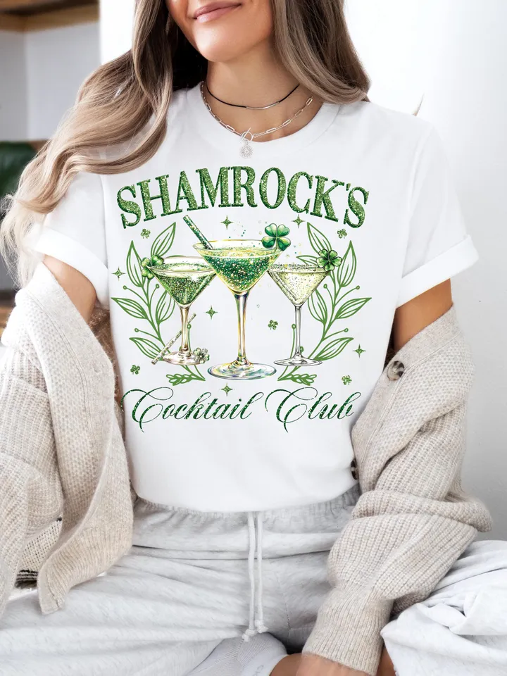 Shamrock's Coctail Club PNG, St. Patrick’s day Png Designs, Retro St. Patrick’s Png, Trending Png, Trendy St.Pattys Day Png, Retro Irish Day
