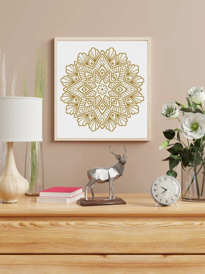 Mandala cross stitch pattern download PDF Modern quick cross stitch Monochrome cross stitch chart Flower mandala digital PDF Home decor #M40