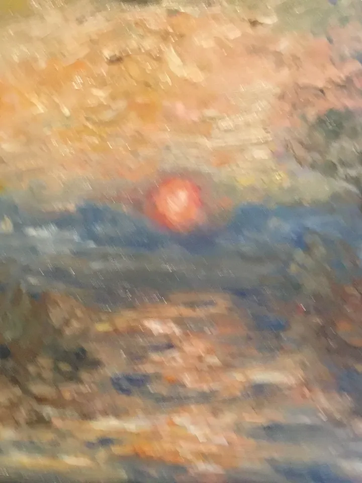 Sunset on the river,original oil painting on canvas board,landscape oil painting