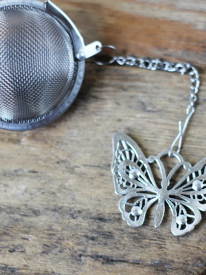 Butterfly tea ball infuser for herbal tea, Tea infuser charm, Tea Strainer insect pendant