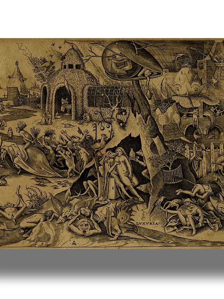 Luxuria. Lust. The Seven deadly sins. Pieter Bruegel the Elder. Dark Art Print.