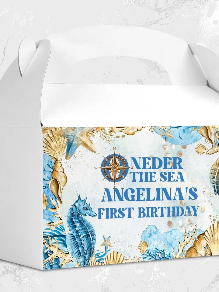 Editable Gable Box ONEder the Sea First Birthday Label; Under the Sea Party; Ocean Party Birthday Template Instant Download; SE1