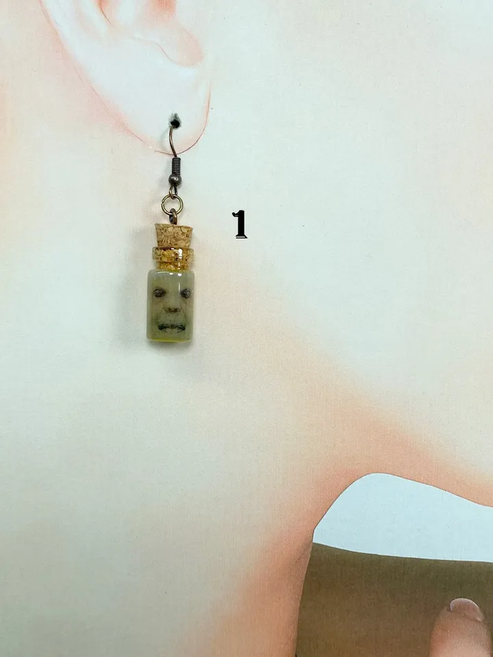 Creative handmade earrings. Interesting idea. Author's design. Earrings for Halloween.