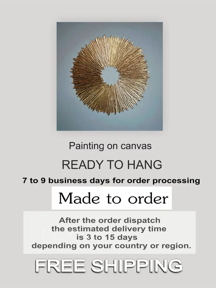 Gold and Gray Abstract Wall Art Textured Original Painting Gold Sun Wall Art | Modern artwork Above couch decor