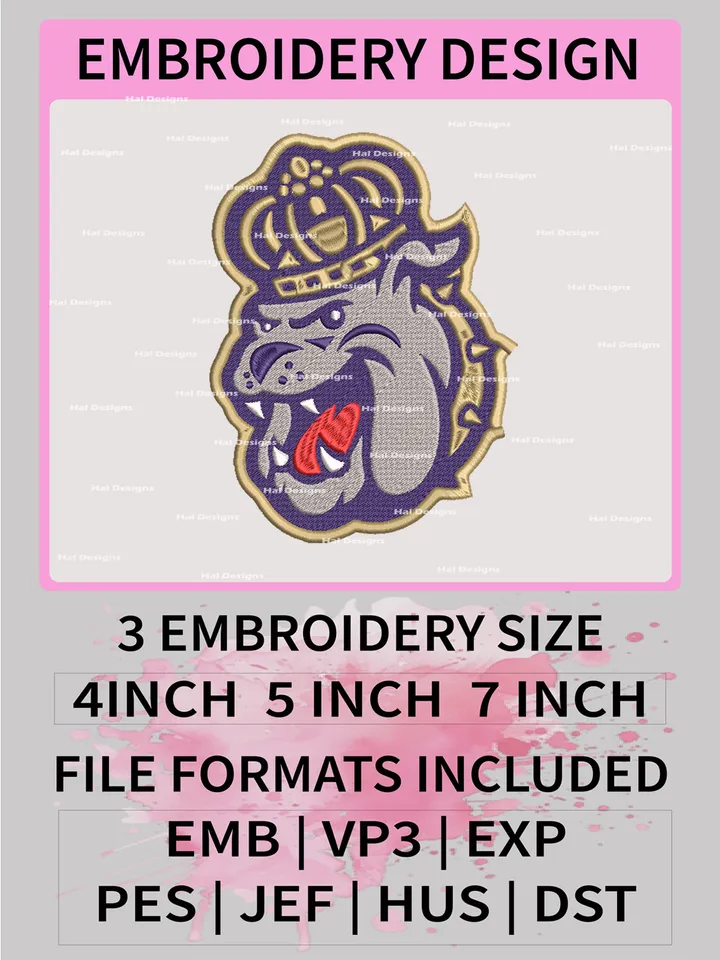 NCAA James Madison Dukes Embroidery File, 3 Sizes, 6 Formats, NCAA Machine Embroidery Design, NCAA Logo, NCAA Teams