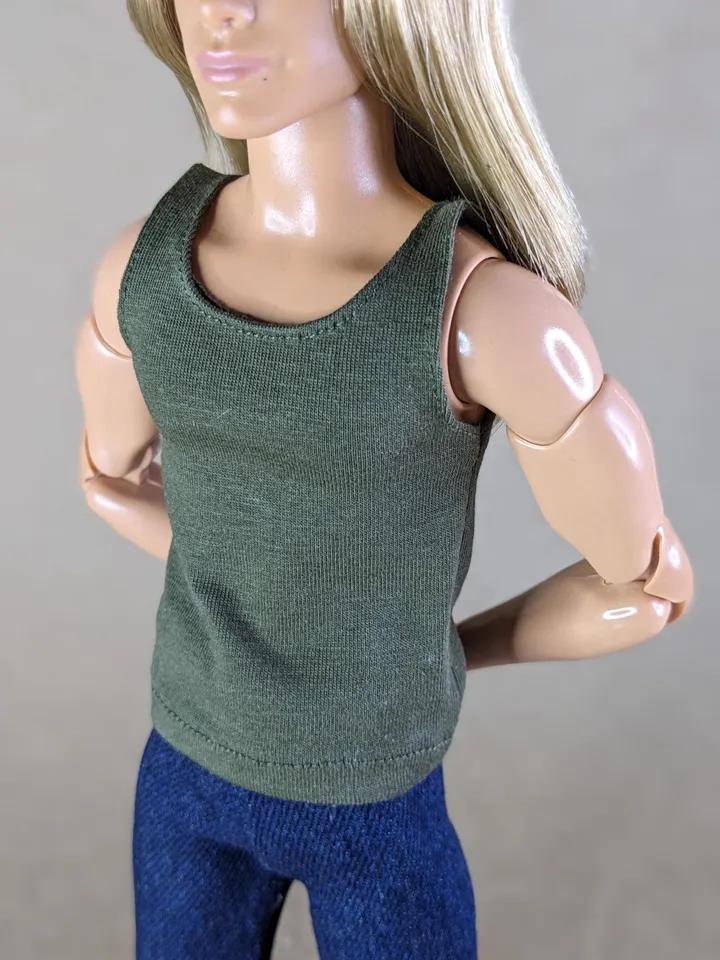 Olive tank top for 12 inch fashion male dolls