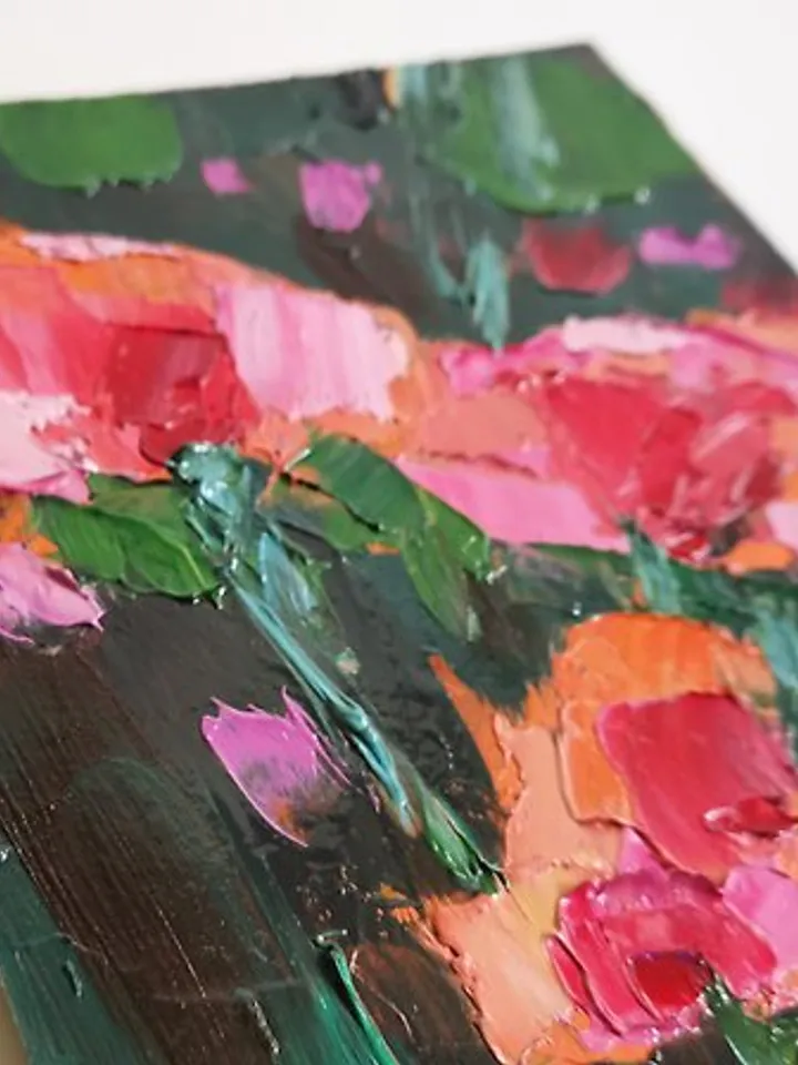 Poppy Painting Original Art Small Impasto Oil Painting Flower Verafe