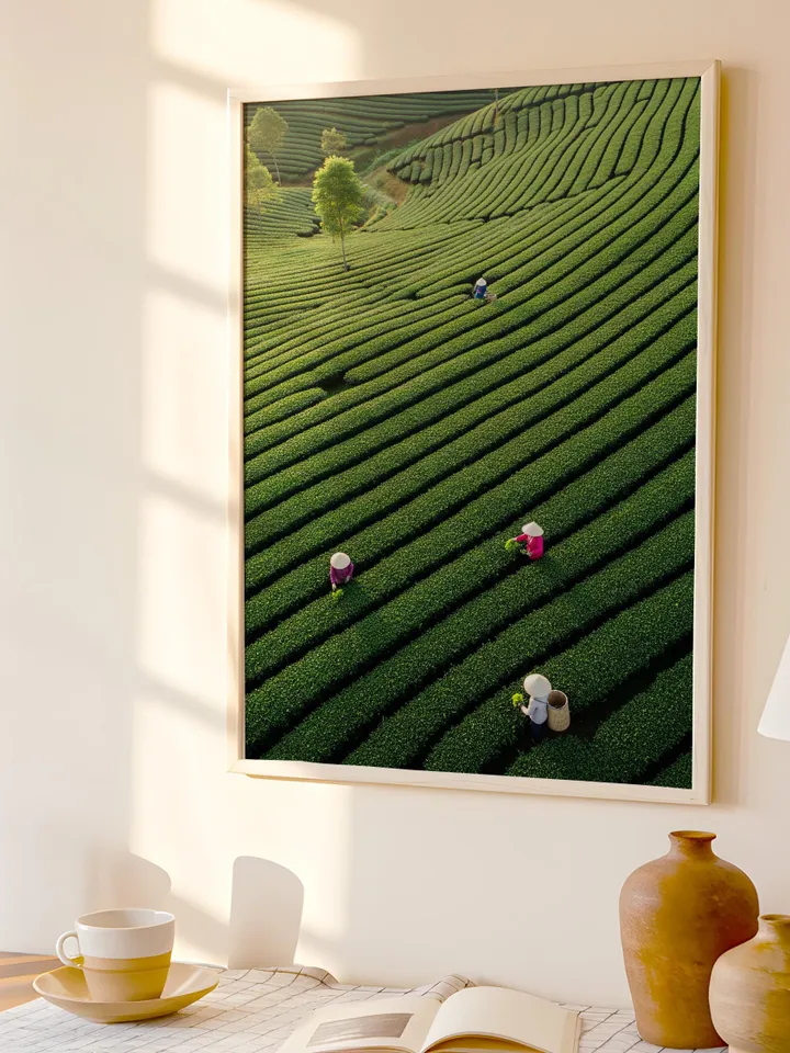 Vietnam Landscape Print | Asian Nature Wall Decor | Minimalist Green Poster | Asian Landscape Print | Vietnam Tea Garden Poster | Digital