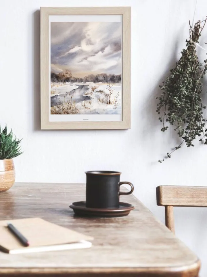 Winter Landscape Painting Original Watercolor Painting Winter Forest Painting