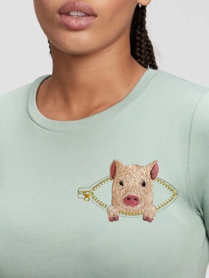 Mini pig in a zipper pocket Miniature realistic machine embroidery design Pet design piglet realistic pattern pig embroidery motif