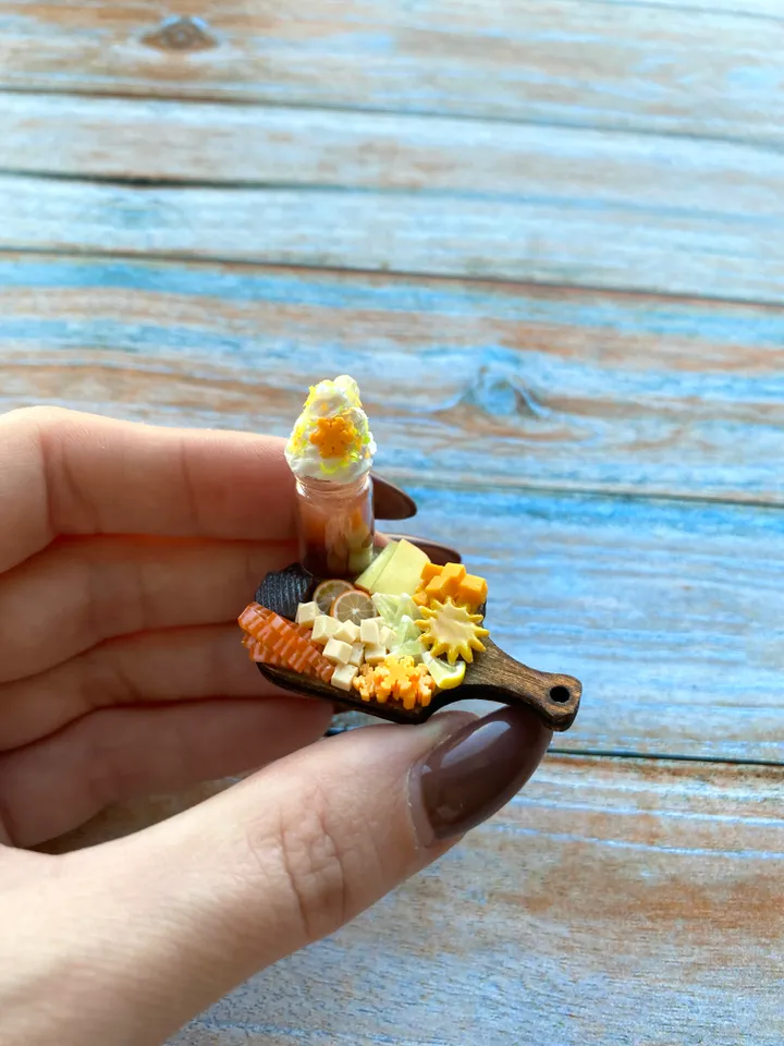 Miniature Autumn Charcuterie board with Polymer clay Souvenir