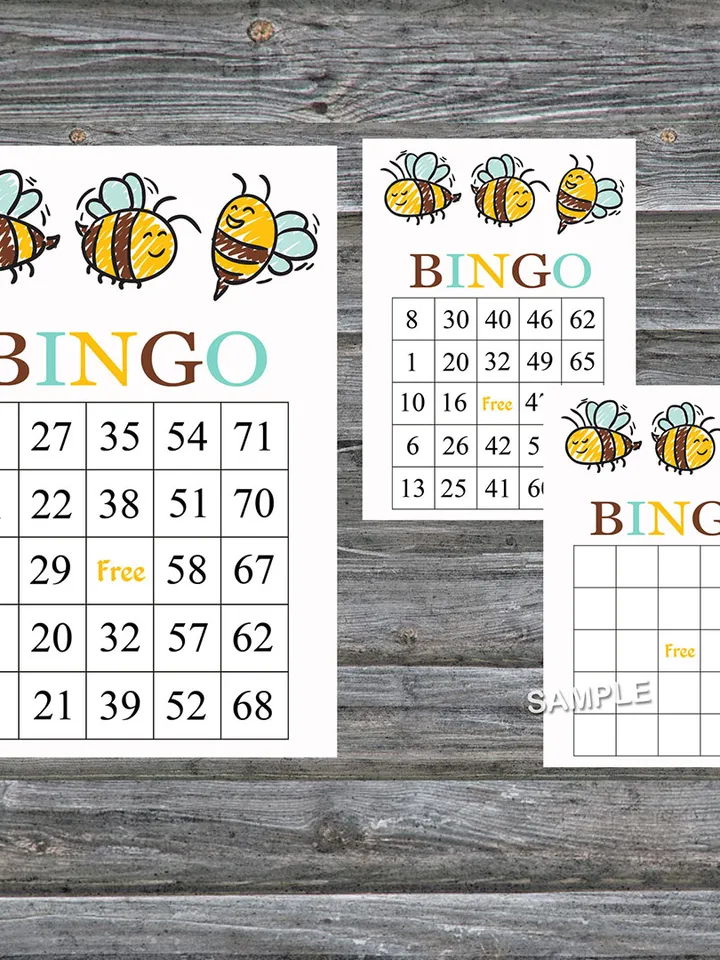 Bumble Bee bingo cards,Bumble Bee bingo game,Bumble Bee printable bingo cards,60 Bingo Cards,INSTANT DOWNLOAD--186