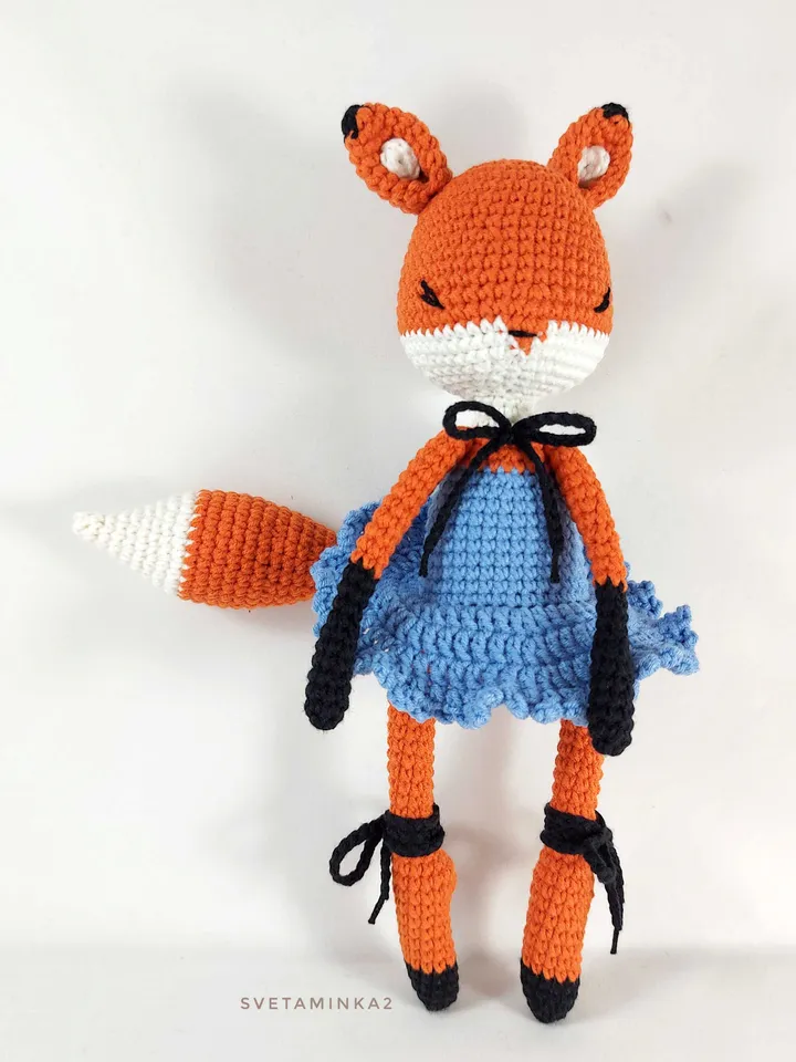 Crochet Fox Pattern. Amigurumi Ballerina Doll Fox. Digital Download. PDF.