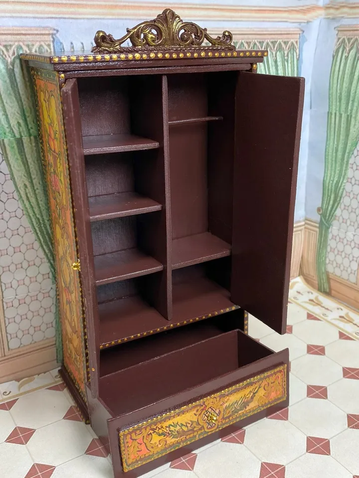 Dollhouse furniture. 1:12. A set of furniture.Handmade.Wardrobe and bed.