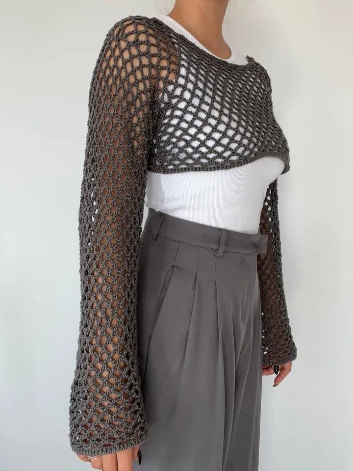 Crochet pattern  Mesh top ,  beach coverup |  crochet summer top | crochet swimsuit coverup | sustainable yarn pattern