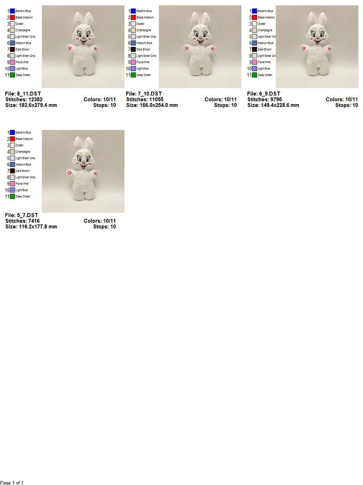 Bunny Easter Toy Stuffed ITH Pattern Machine embroidery design Bunny Stuffed in the Hoop Machine embroidery design