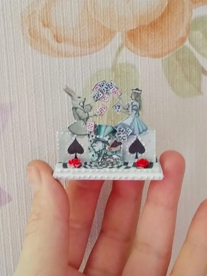 Miniature puppet theater in the style of Alice.Dollhouse miniature.
