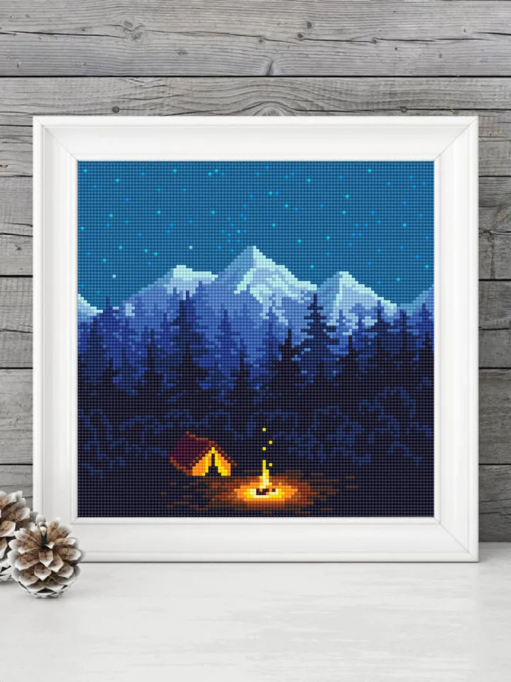 Mountain landscape cross stitch pattern download PDF Nature cross stitch chart Camping digital Mountain cross stitch Adventure awaits #L35