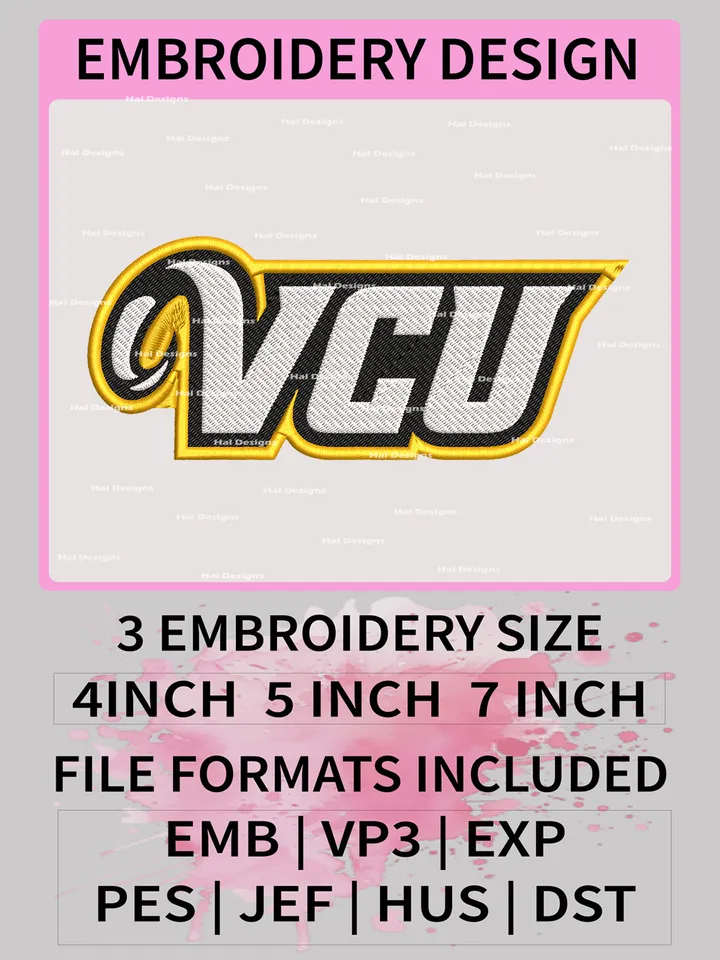 NCAA VCU Rams Embroidery File, 3 Sizes, 6 Formats, NCAA Machine Embroidery Design, NCAA Logo, NCAA Teams