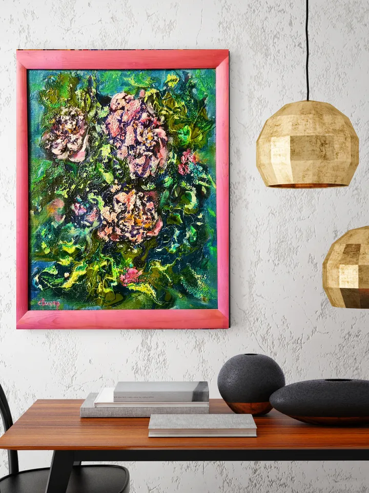 Flowers Peonies Painting Art Magic Abstract Oil Impasto Artist Svinar Oksana