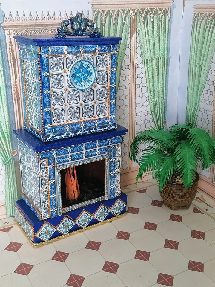 Fireplace for dollhouse handmade.1:12 scale.