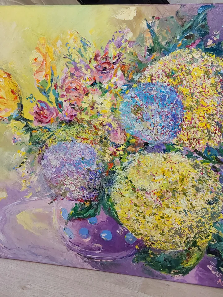 "Waltz of the Hydrangeas". Oil. Canvas on a stretcher. 80x80cm (32x32inch)