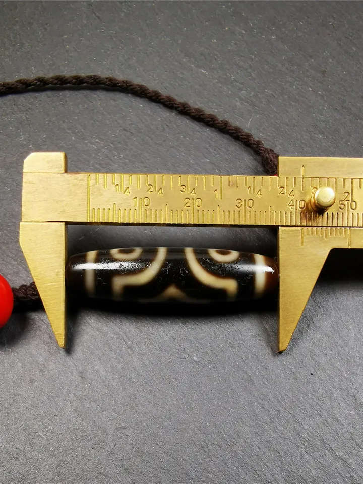 Gandhanra Antique Tibetan 3 Eyed Bead Necklace, 1.61" × 0.43",30 Years Old