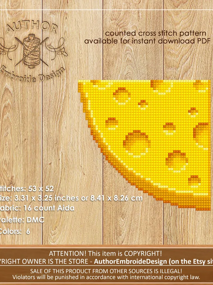Corner bookmark cross stitch pattern PDF download Cheese cross stitch chart, Food bookmark digital PDF, Funny bookmark for beginner #B244